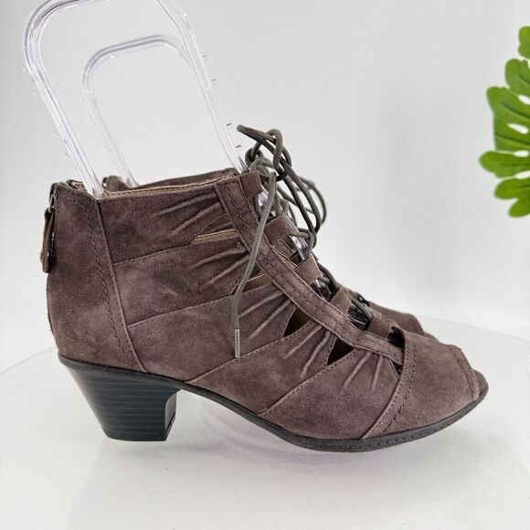 Earth Women's Aurora Sandal Size 8 Block Heel Slingback Open Toe Brown Shoes - Picture 8 of 14